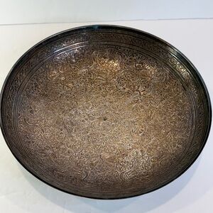 ✨Antique-Style Engraved Brass Decorative Bowl | Middle Eastern Floral Motif ✨
